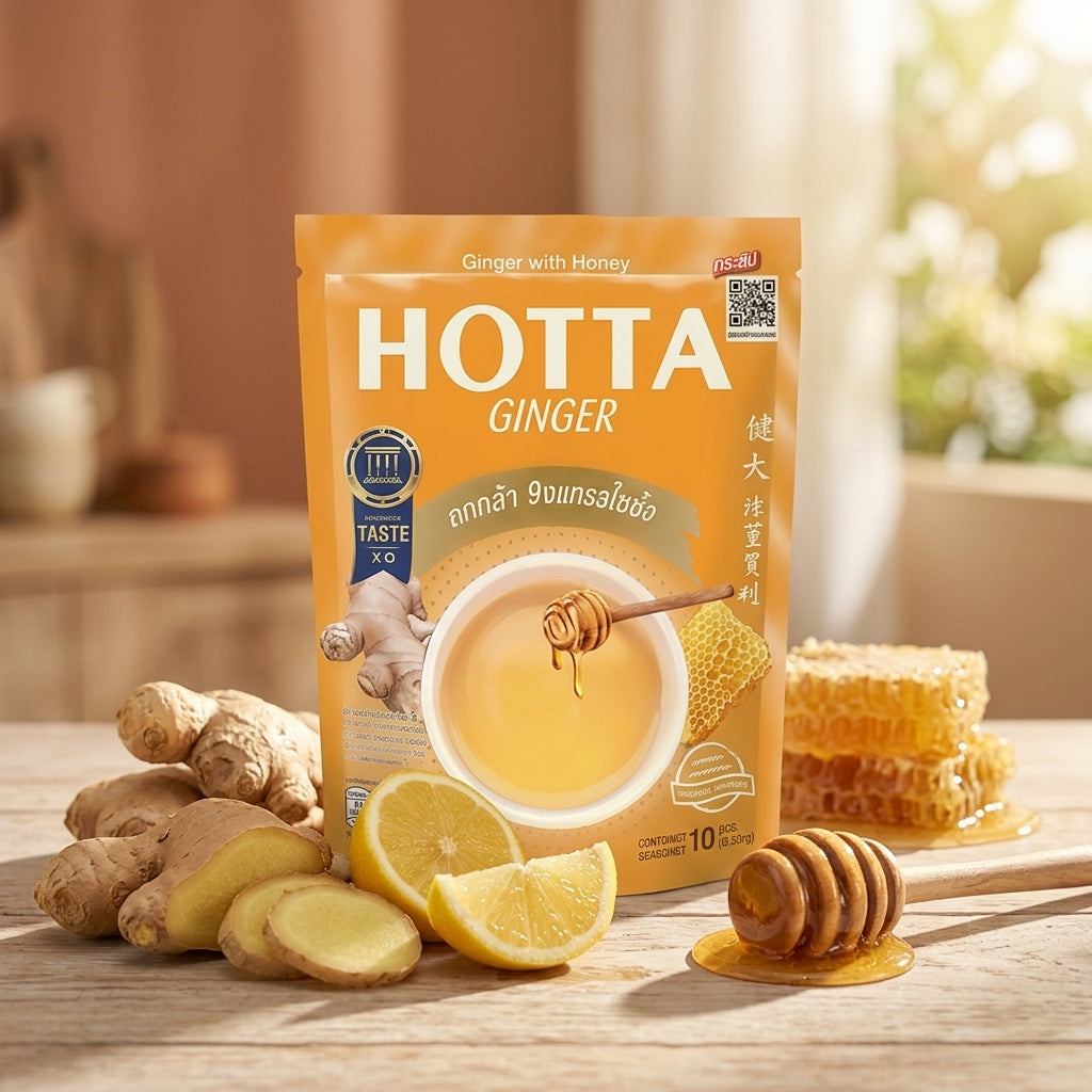 HOTTA Ginger Tea Sachets  Choose Flavor (Thai Herbal Drink)