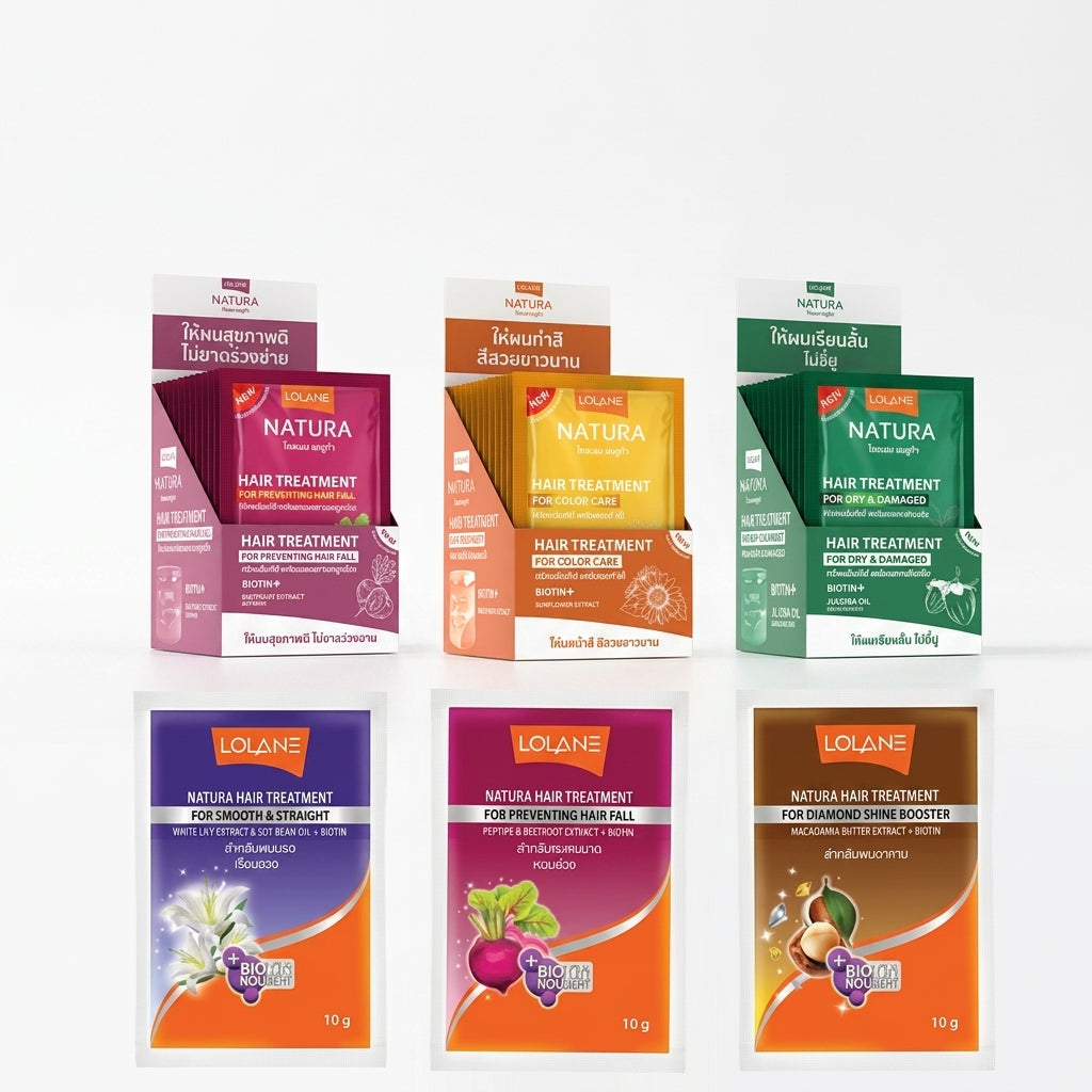 Lolane Natura Hair Treatment Sachets 10 Pack Professional Repair Nourish Thailand