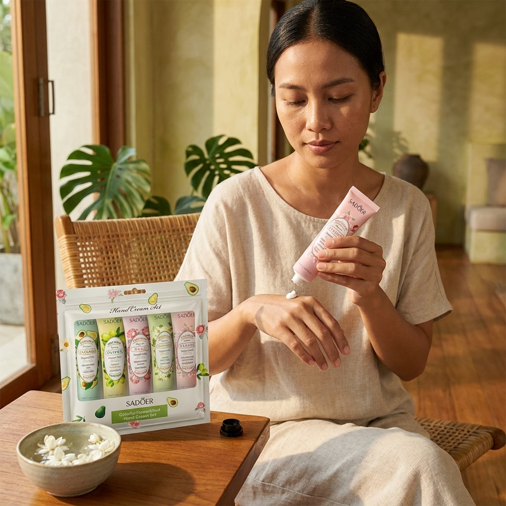 5 Pack Hand Cream Set Fruits and Flowers Hydrating Gift Set Moisturizing