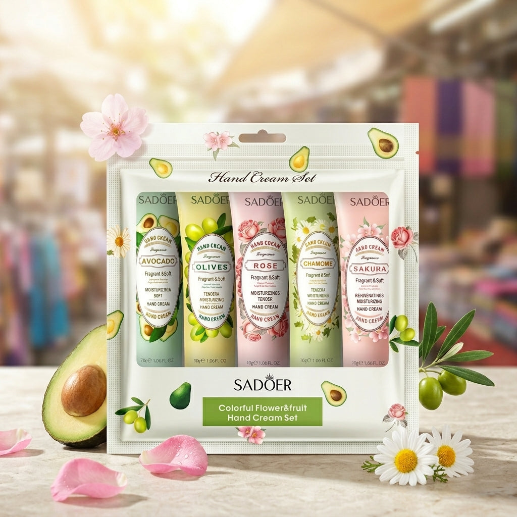 5 Pack Hand Cream Set Fruits and Flowers Hydrating Gift Set Moisturizing