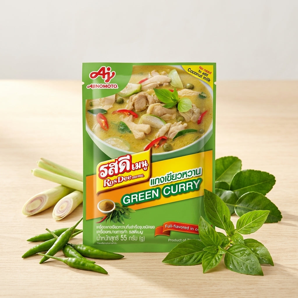 Thai Green Curry Powder Authentic Spicy Mix (With Coconut Milk)