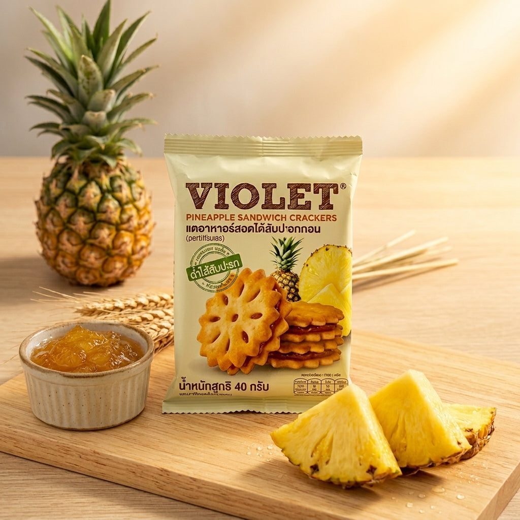 Thai Pineapple Filled Crackers Crispy Snack 12 Pack
