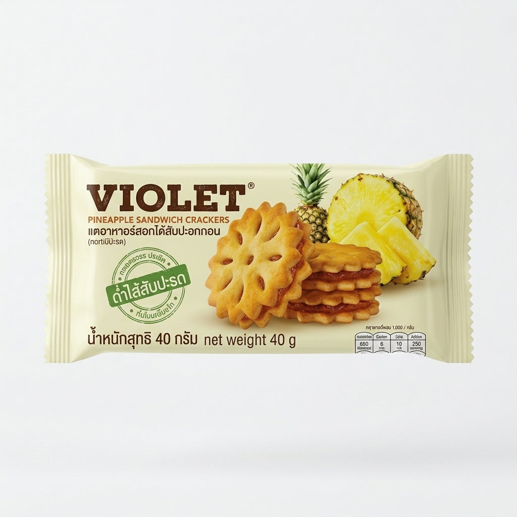 Thai Pineapple Filled Crackers Crispy Snack 12 Pack