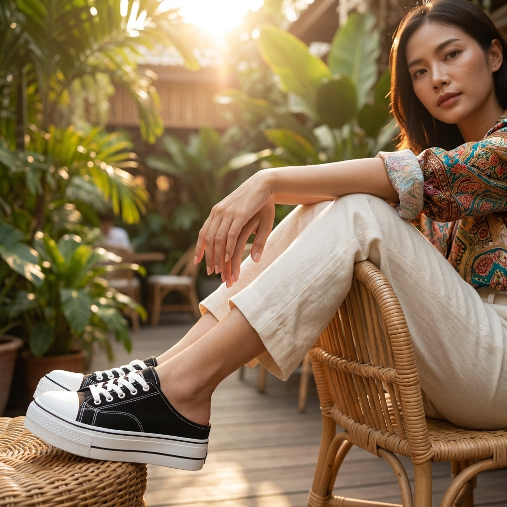 Platform Mule Sneakers  Korean Style