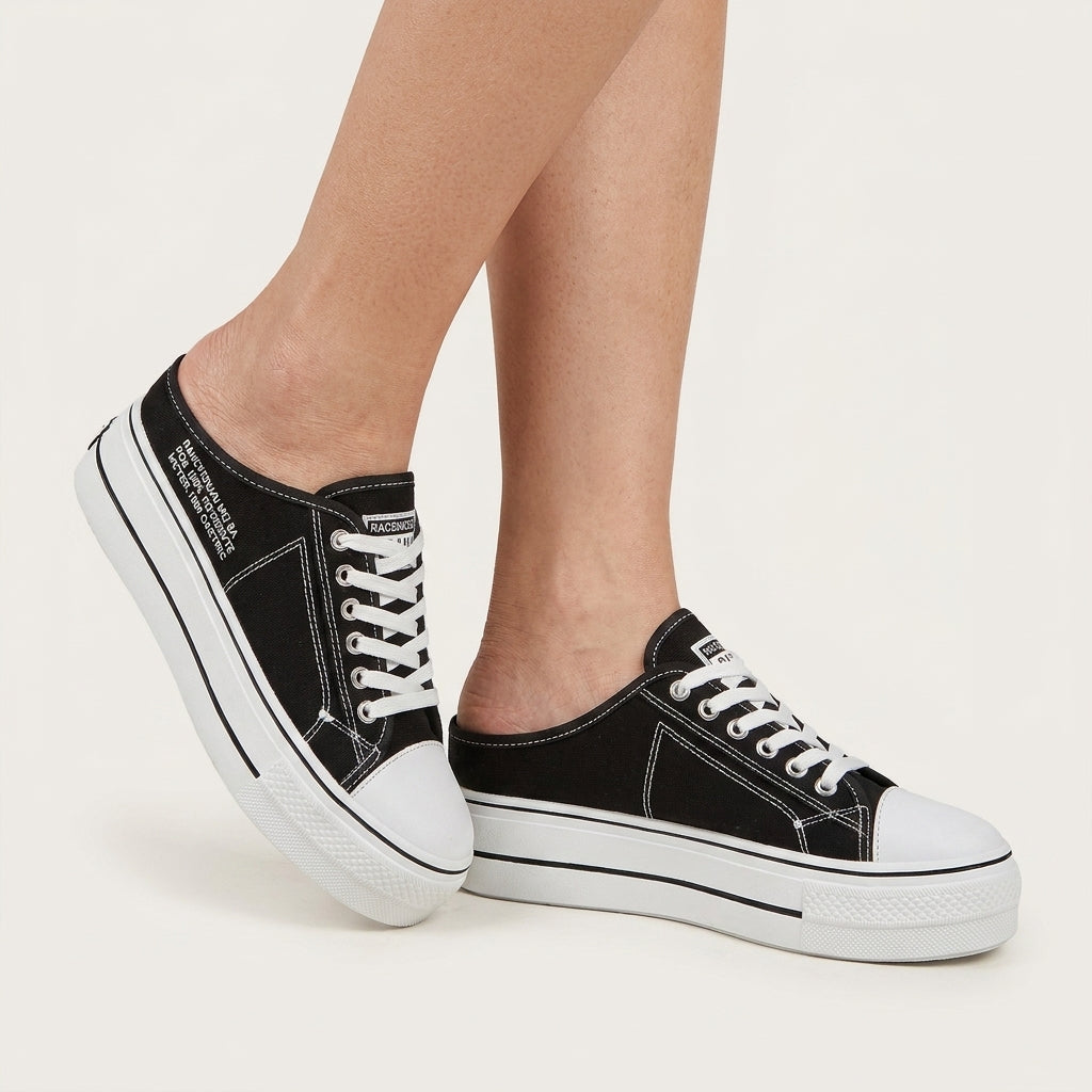 Platform Mule Sneakers  Korean Style