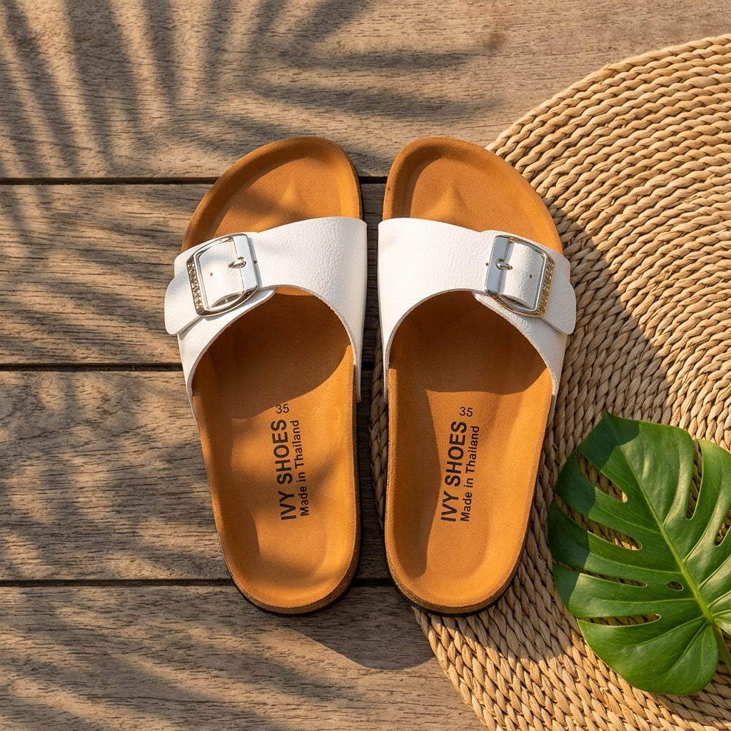 Women’s Vintage White Sandals  Clean Elegant Everyday Style