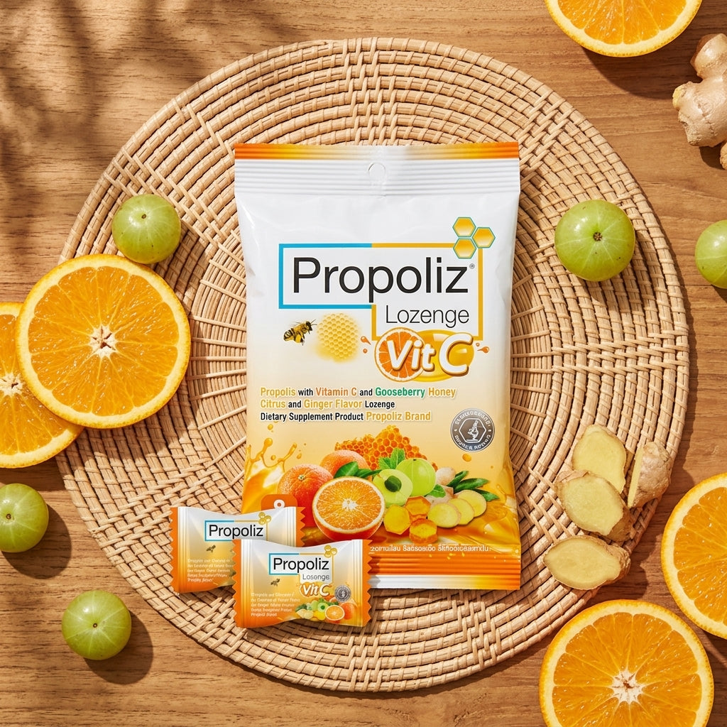 Propoliz Honey Lemon Lozenges – Original or Vitamin C, 8 Lozenges