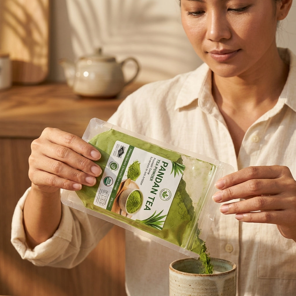 100% Thai Pandan Powder 100g – Herbal Drink & Cooking Powder