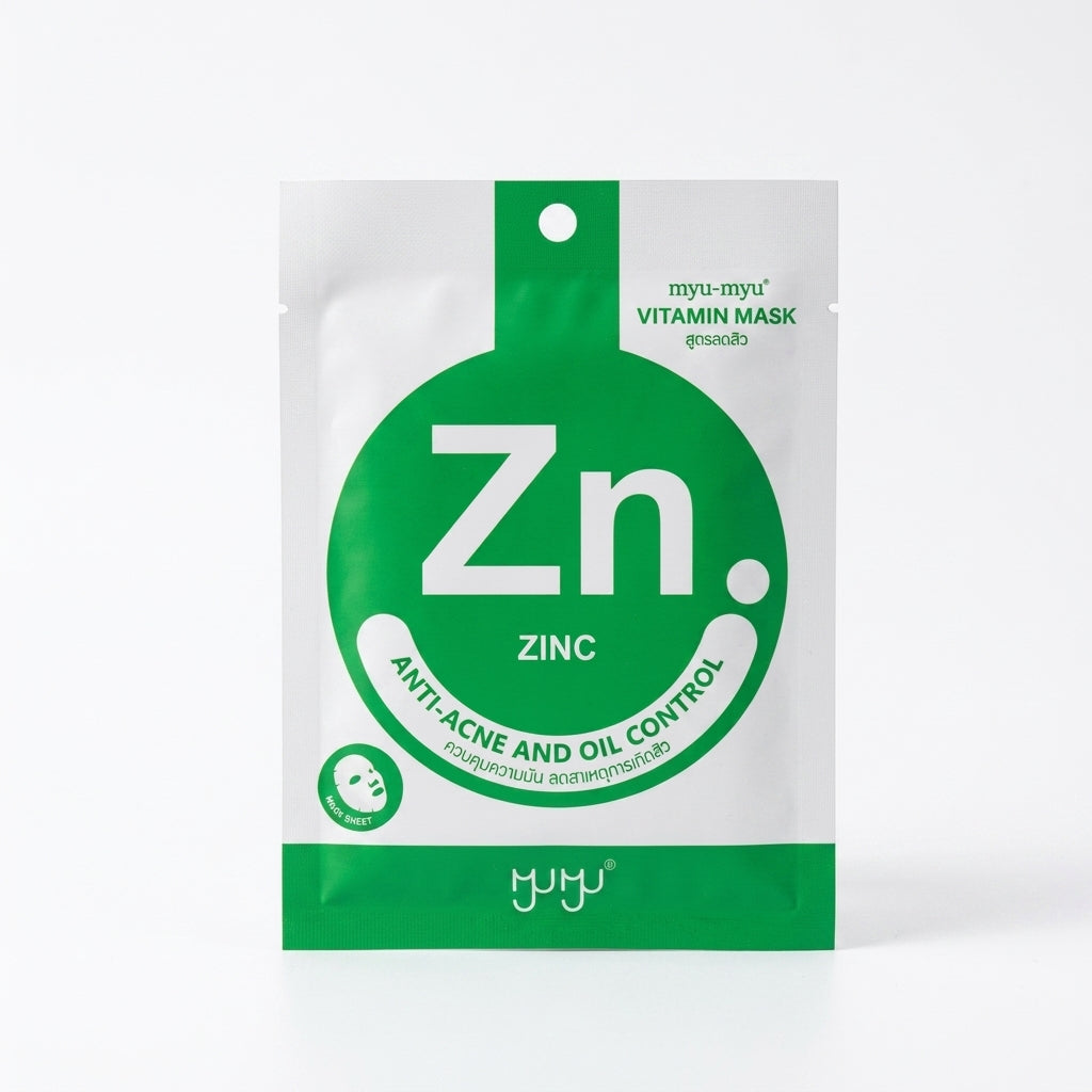 MYU-MYU Daily Facial Sheet Mask – Moisture, Acne Care, Lifting & Zinc Vitamin