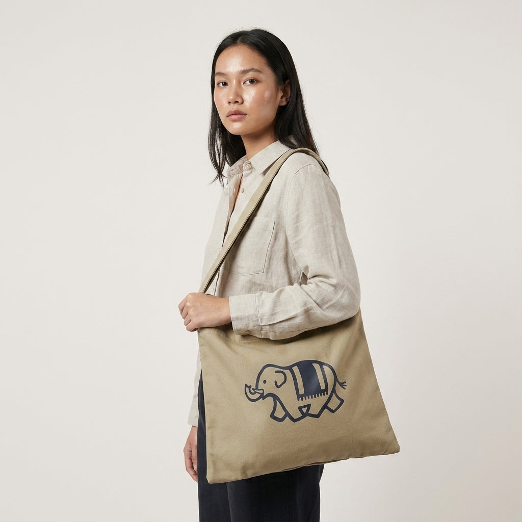 Good Goods Thai Elephant Print Shoulder Tote Bag – Choose Your Color