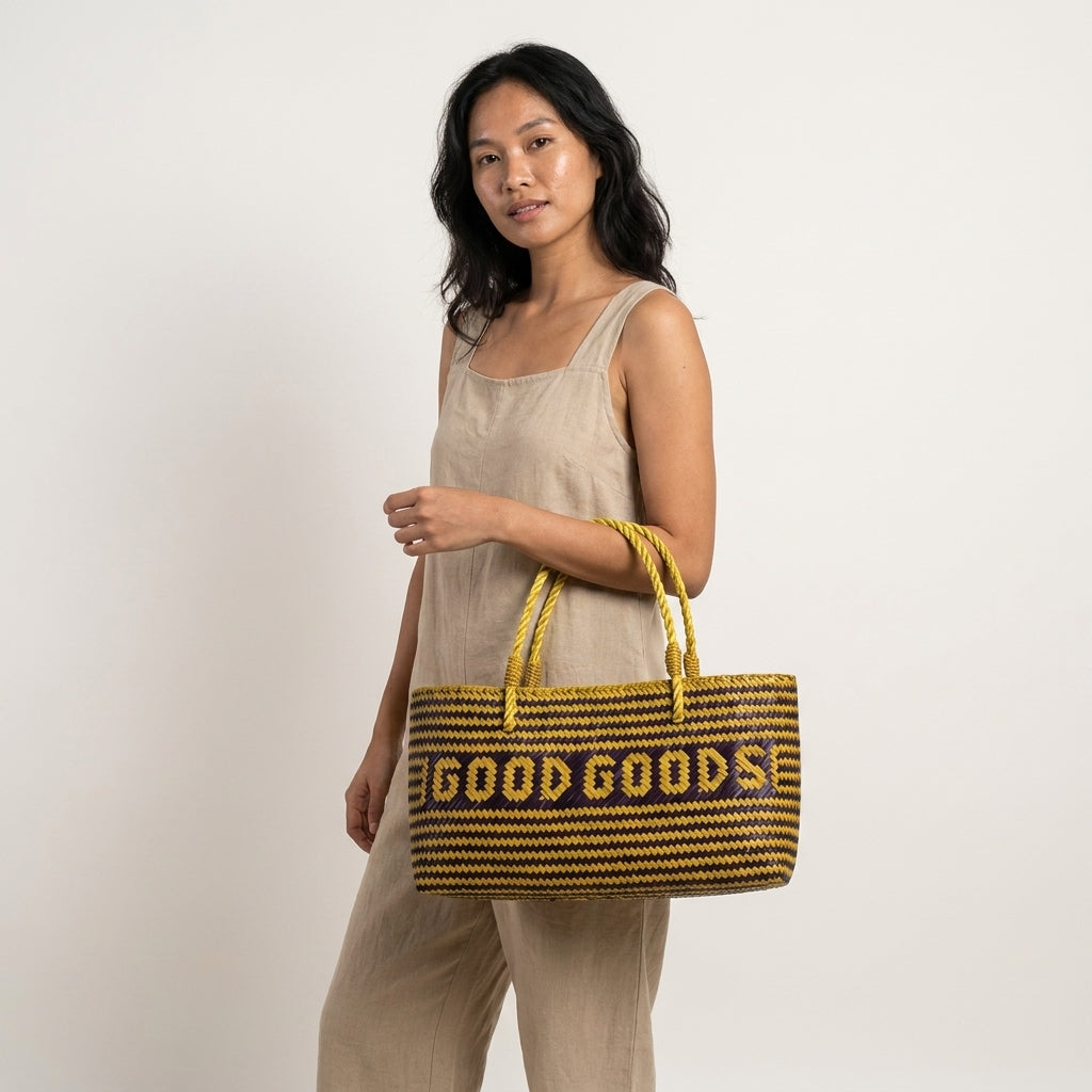 Good Goods Handmade Krajood Woven Basket Tote Bag – Choose Your Color