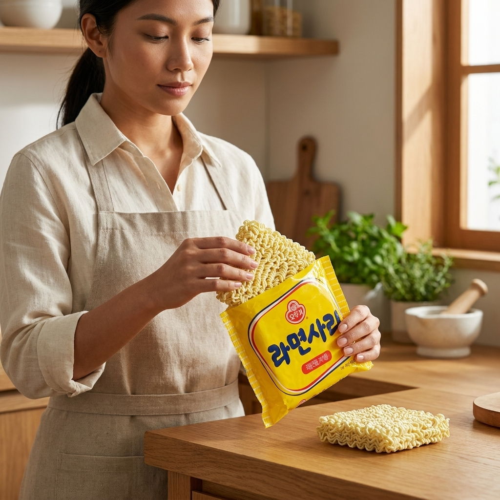 Ottogi Ramensari Korean Ramen Noodles – Plain, No Seasoning 110g