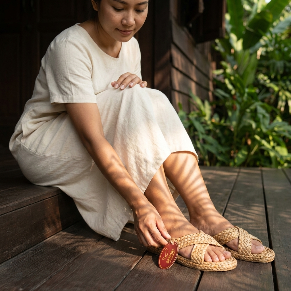 Handwoven Water Hyacinth Sandals – Natural Fiber