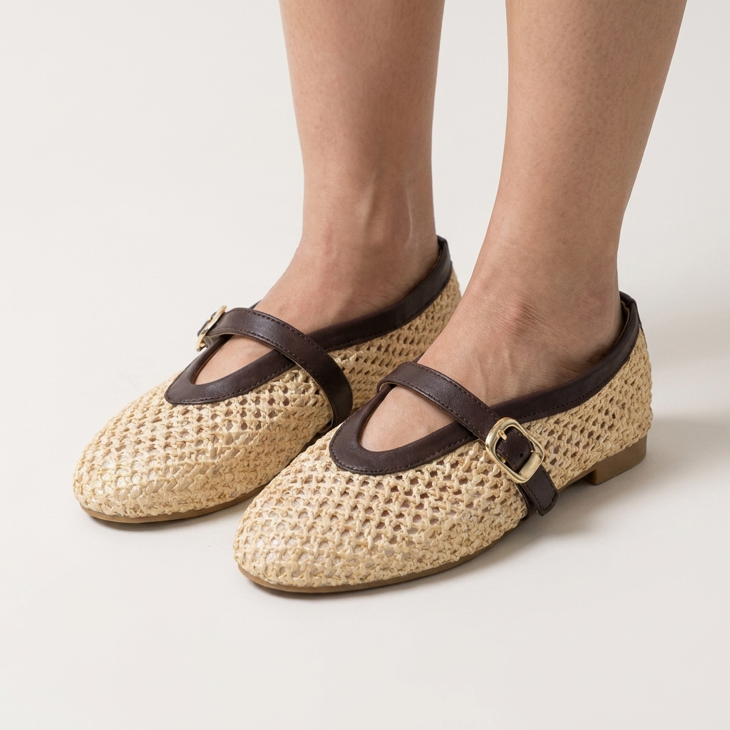 Palette Pairs Braided Mary Jane Flats – Korean Minimal Style