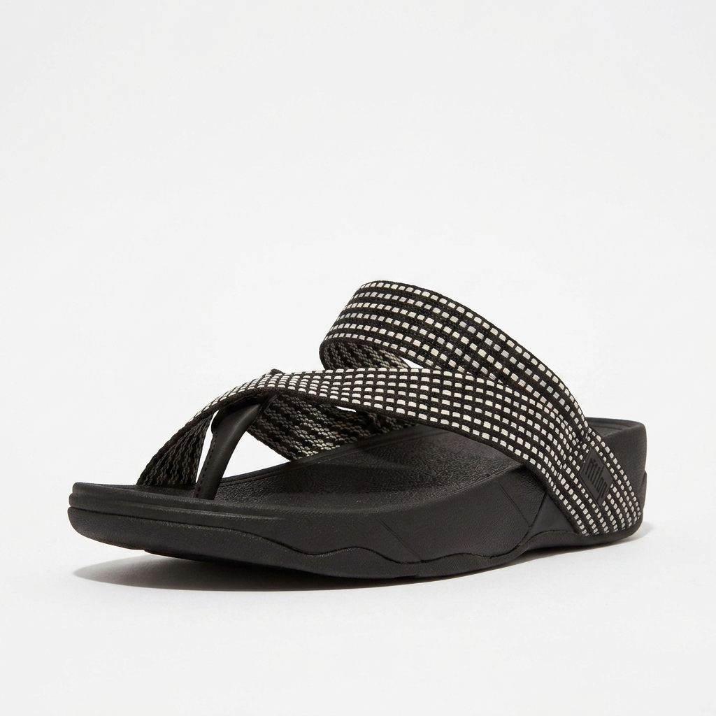 FitFlop Comm-Sling Weave Toe-Thongs Men’s Flip-Flops – Black Mix