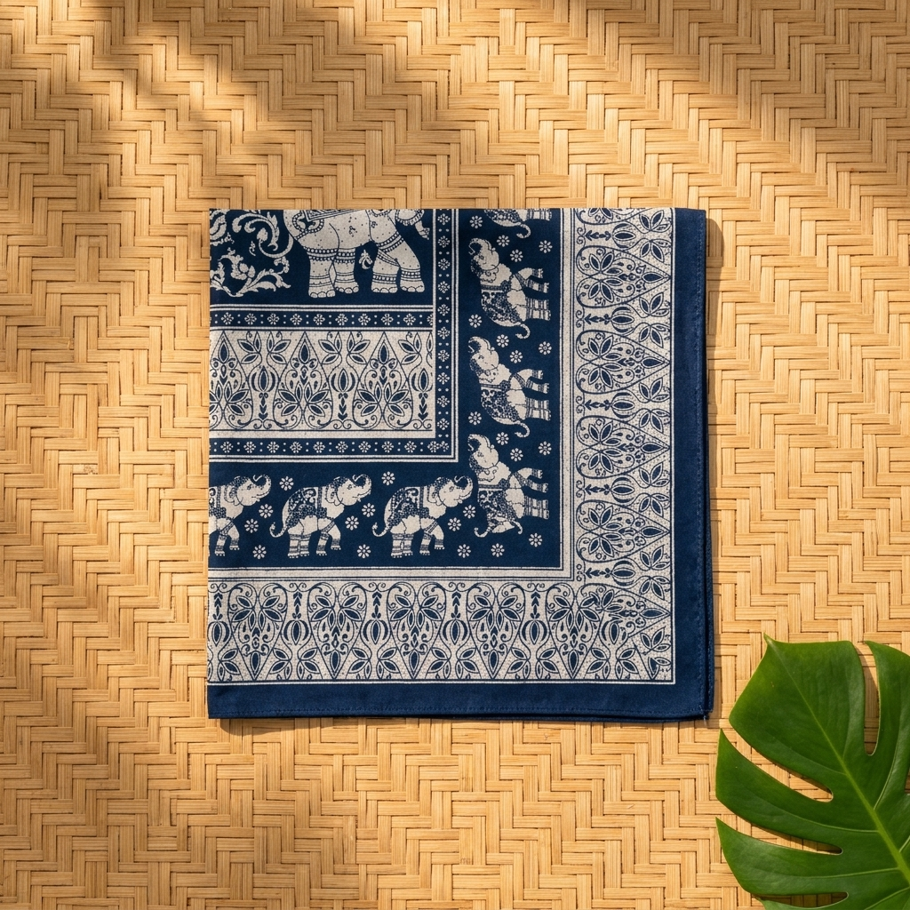 Thai Elephant Cotton Bandana & Scarf – 54 x 54 cm – Choose Your Pattern
