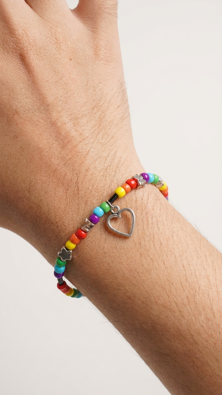 Handmade Pride Rainbow Beaded Bracelet