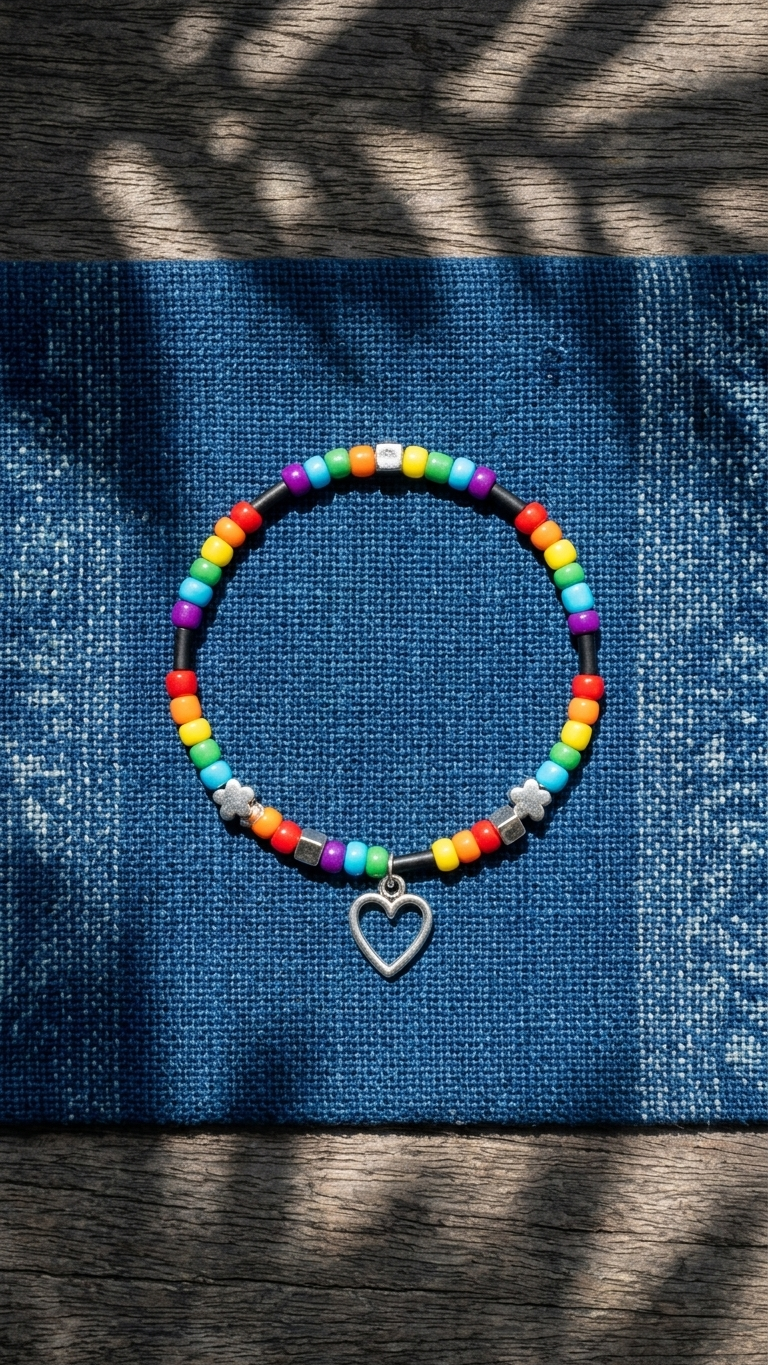 Handmade Pride Rainbow Beaded Bracelet