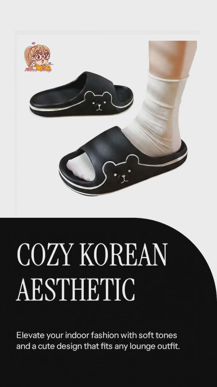 Women’s Cute Bear Slippers  Korean Style Cozy Comfort